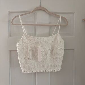 Smocked ivory crop top